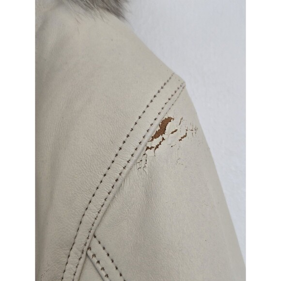 Excelled Collection Coat Womens LP White Leather Faux Fur Old Money Winter Long - Picture 8 of 11